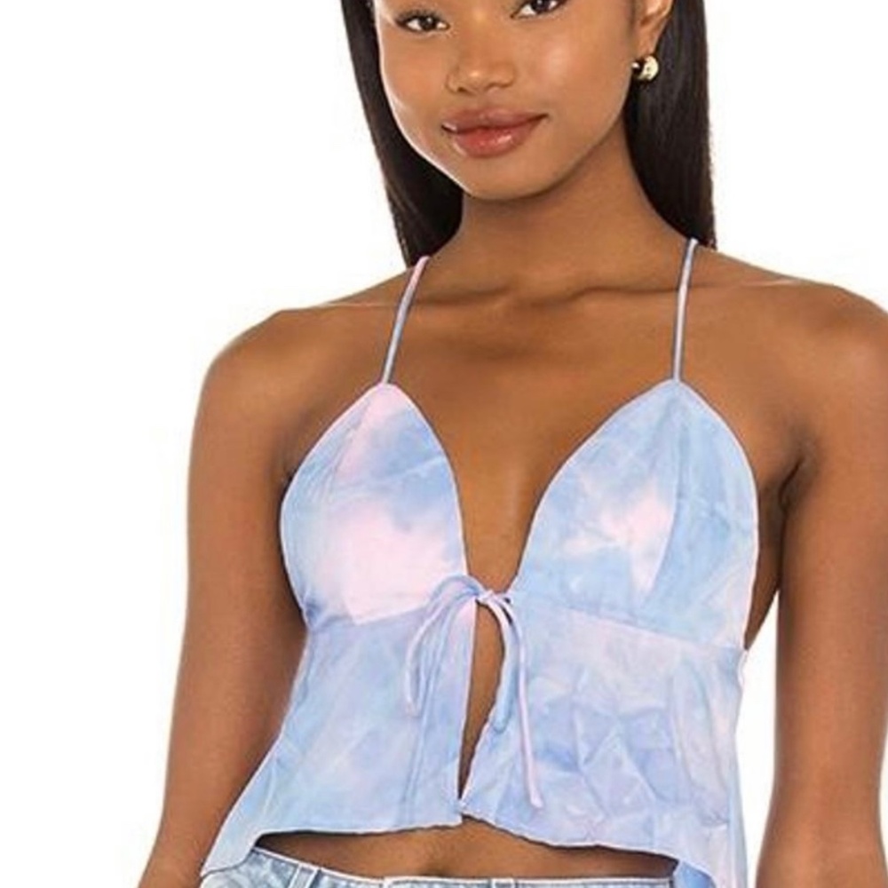 Superdown Isla Strappy Top Size Small Pink and Blue